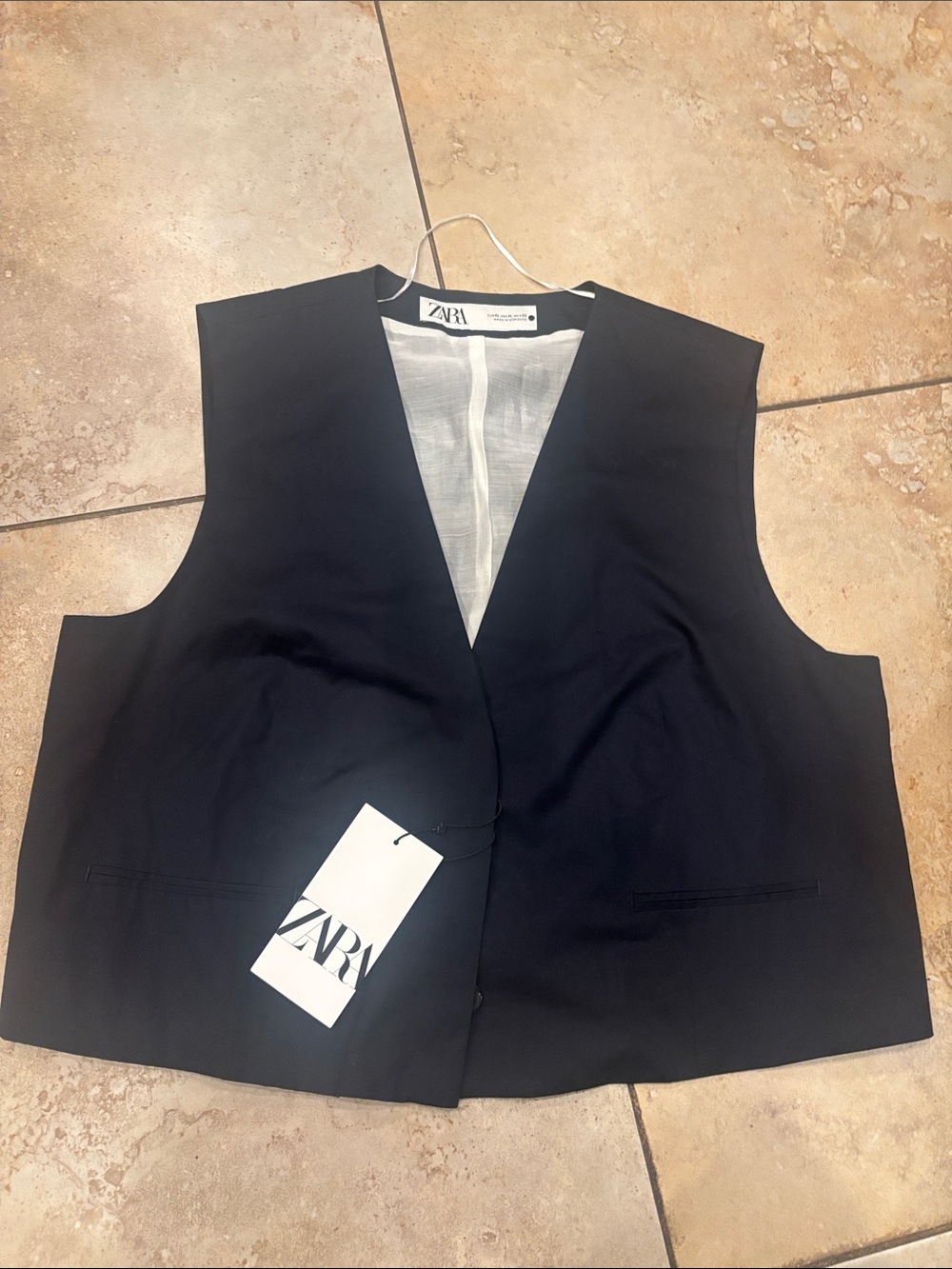 Zara Black Tailored V-Neck Vest New Size XL